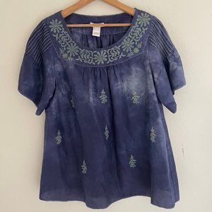 SUNDANCE Boho 100% Silk Boho Purple Tie Die Blouse: NWOT! Retail $119! MEDIUM